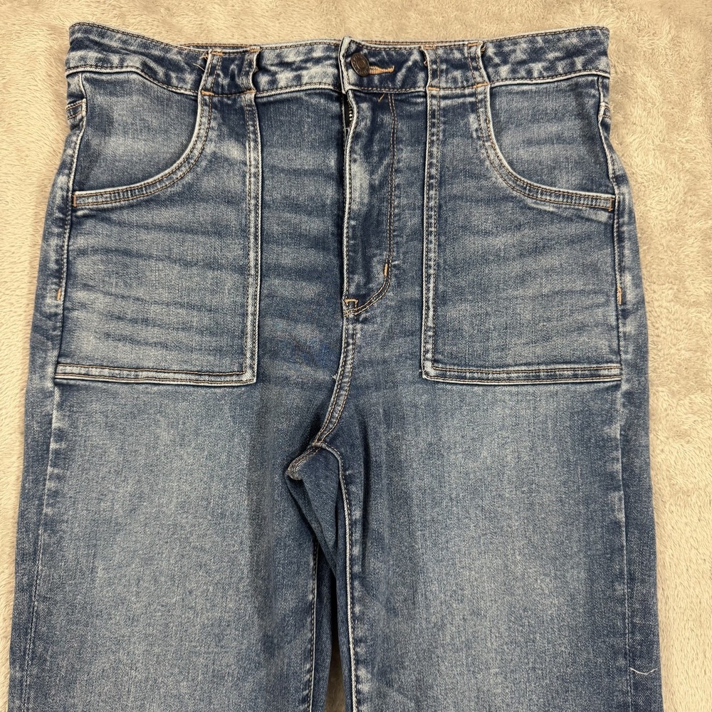 American Eagle Next Level Flex Jeans Womens 12 Super High Rise Flare Blue Boho - Picture 8 of 16